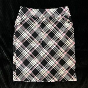 Cato Black and Pink Plaid Skirt, Size 12